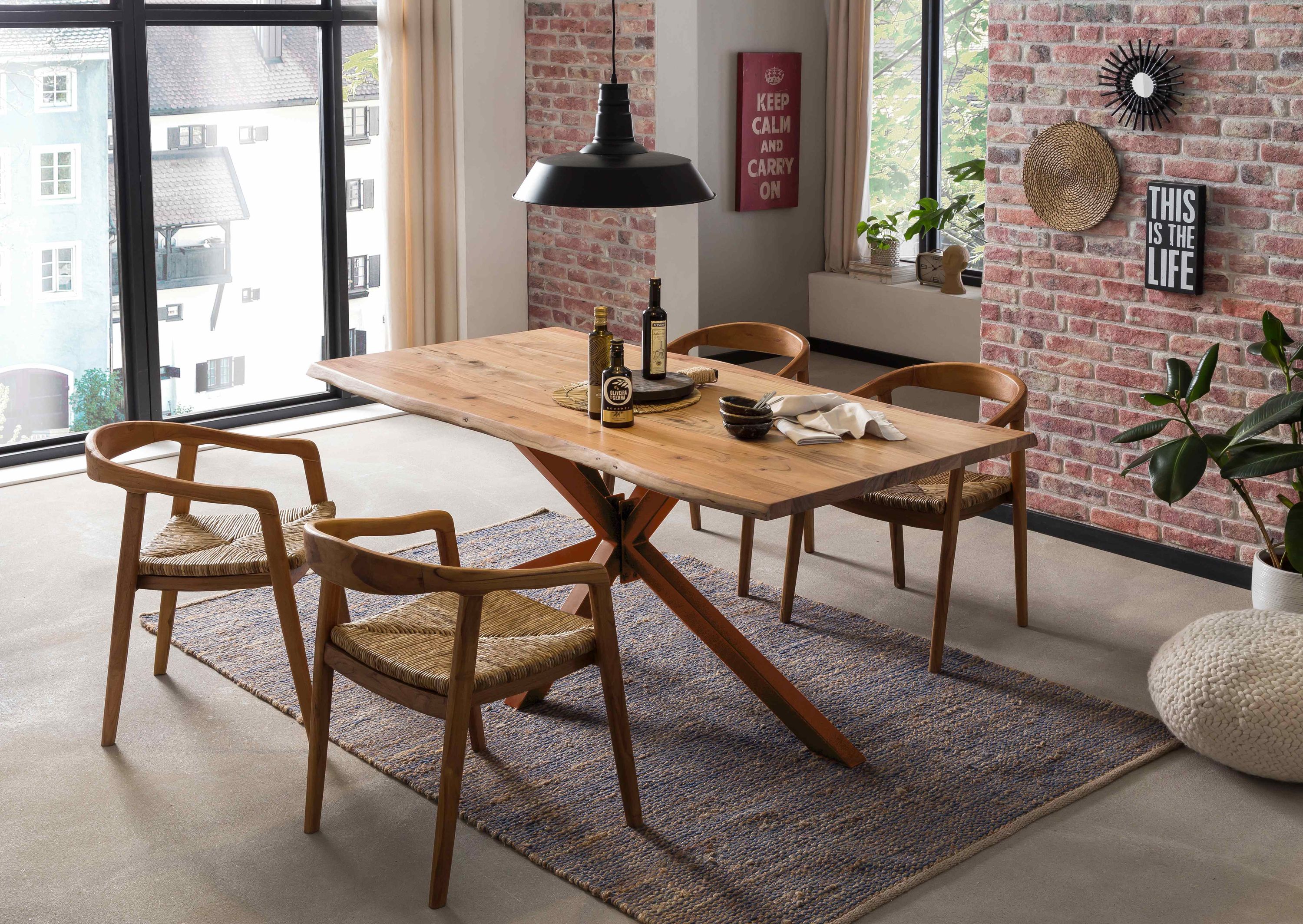 Armlehnstuhl Teakholz Essstuhl Küchenstuhl Wohnzimmer Küche Esszimmer Stuhl