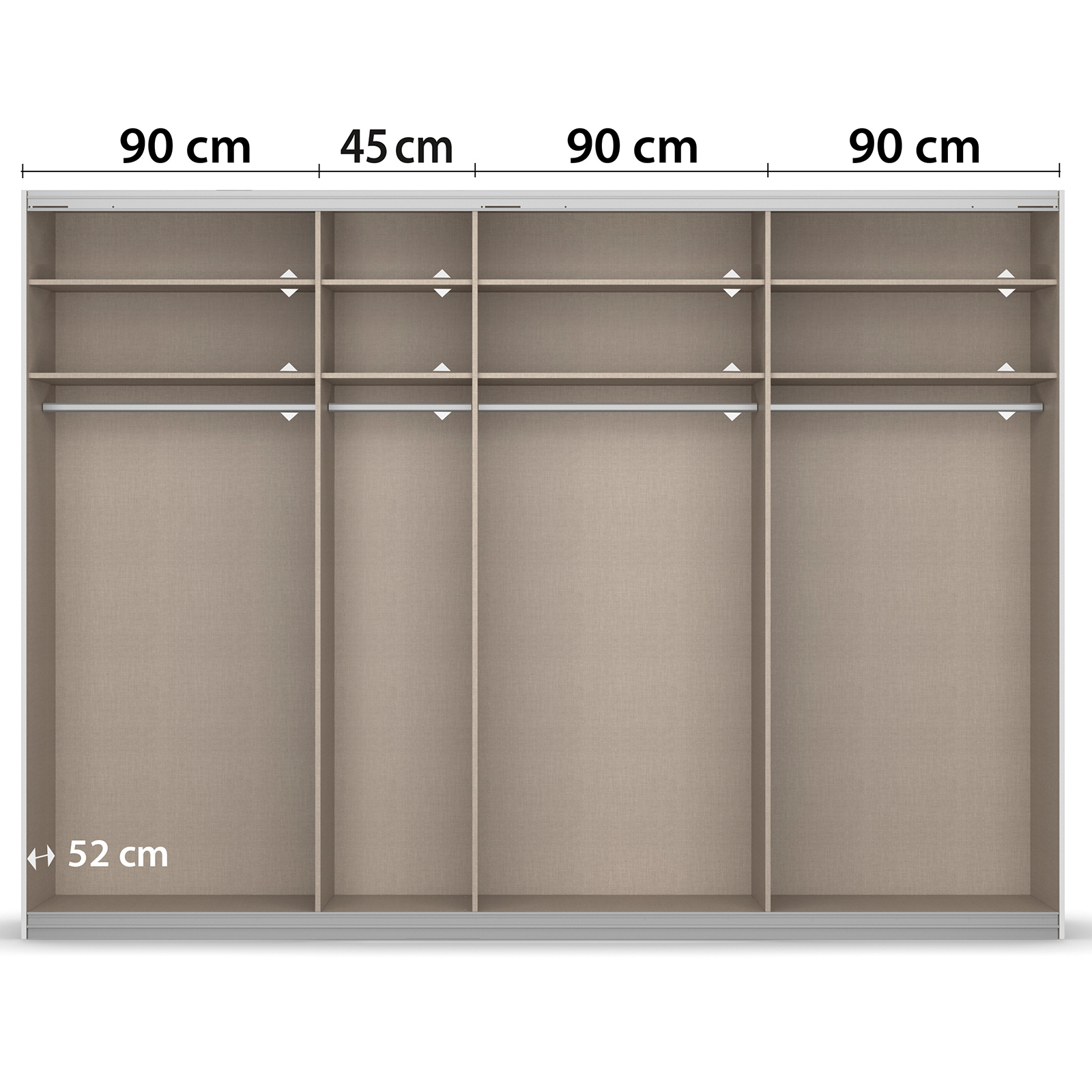 Schwebetürenschrank - weiß Hochglanz - Alpinweiß - 2 Spiegeltüren - 315x231 cm
