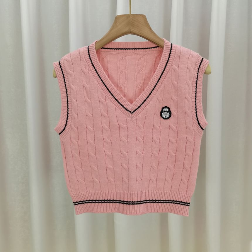 Lady Jean - V-hals Cartoon Logo Gebreid Vest