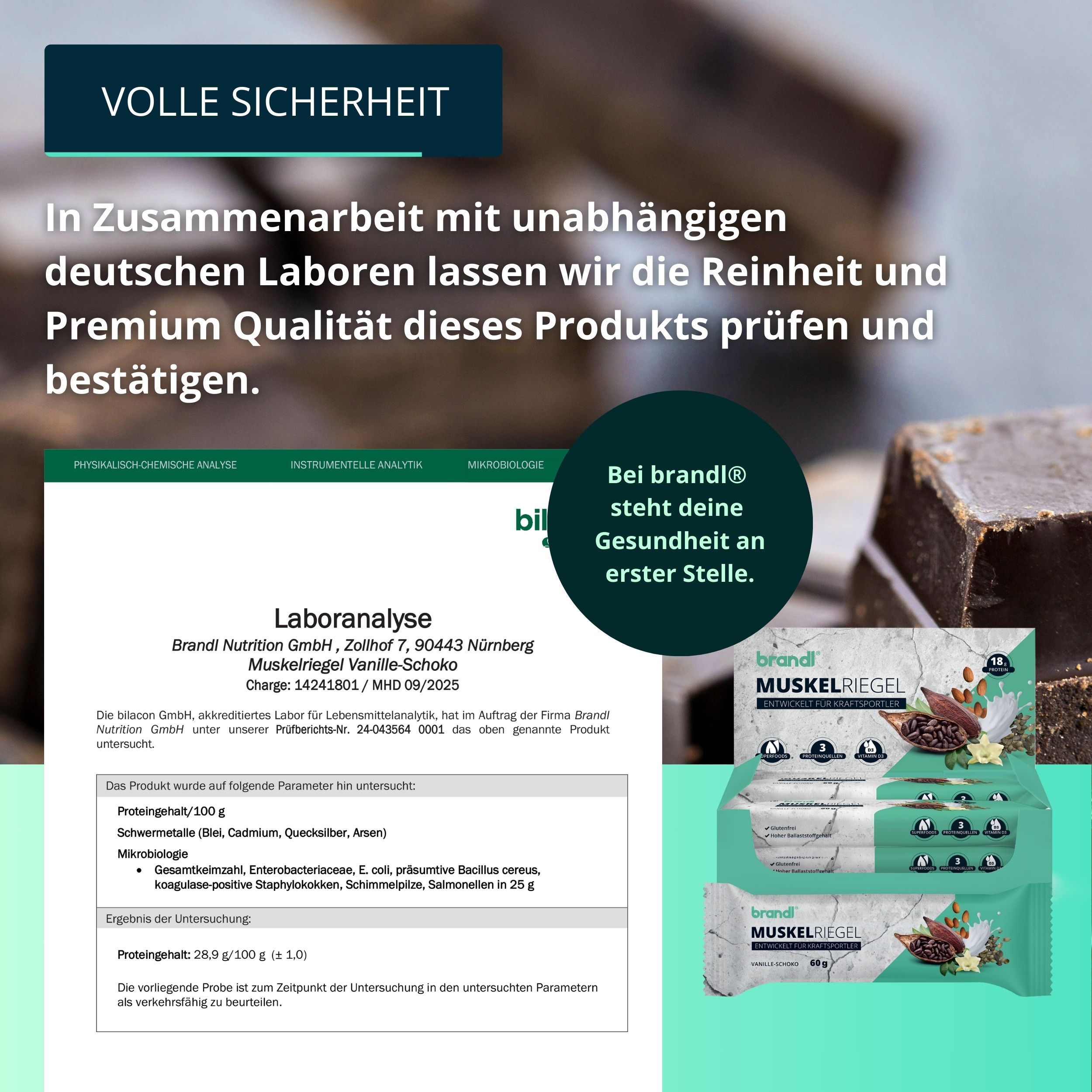 brandl® Eiweiß-Riegel mit 18 g Eiweiß aus 3 Quellen