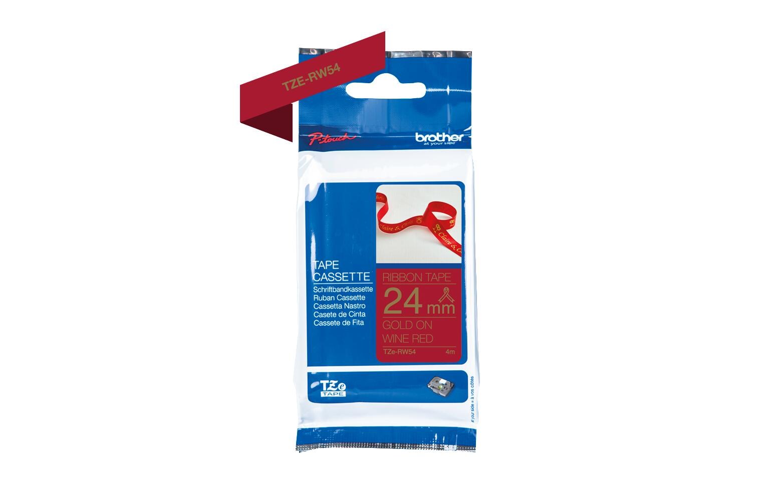 Beschriftungsband TZe-RW54 Gold auf Rot, 24mm24 mm-Beschriftungsband für Etikettendrucker