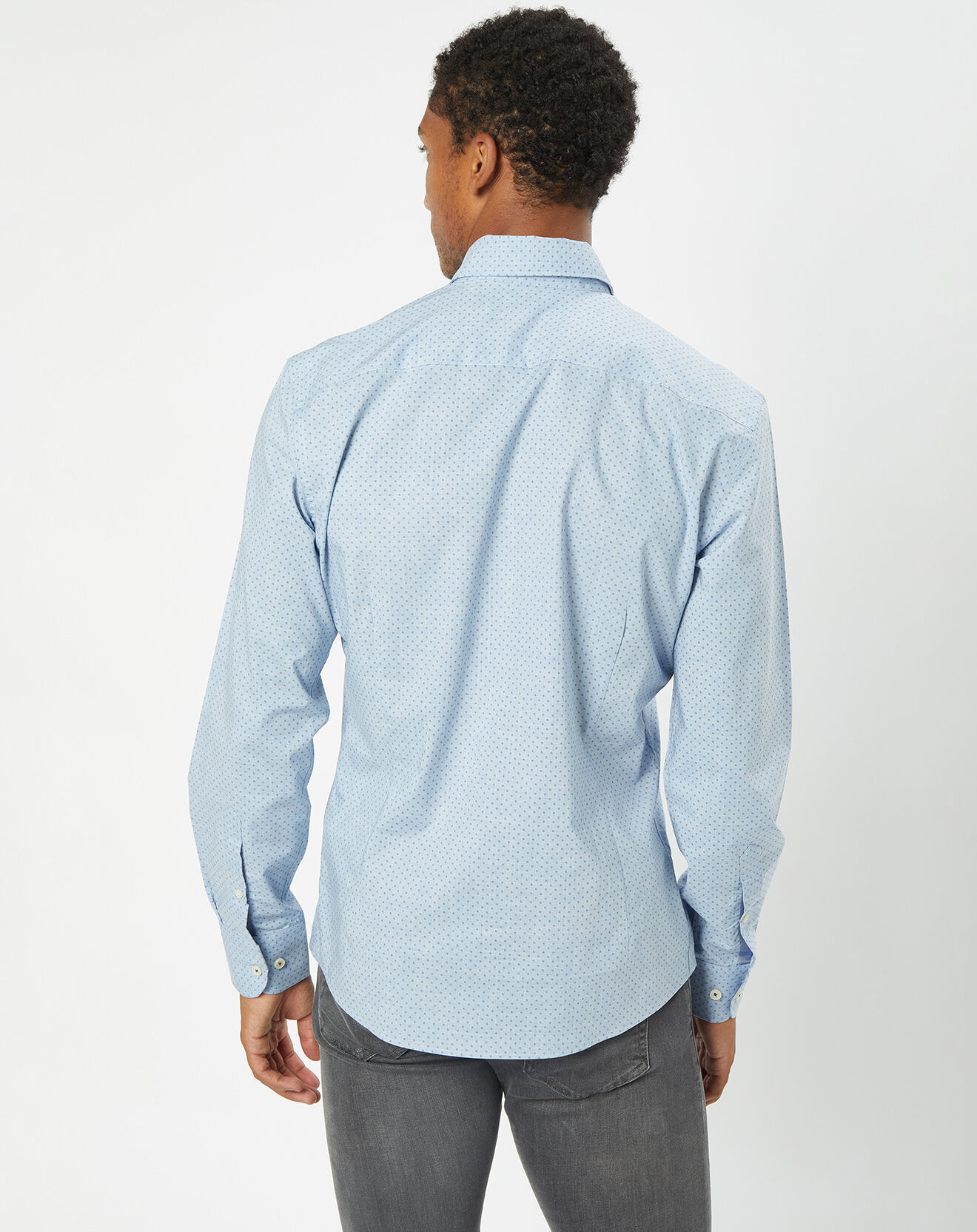 Hackett London Chemise Slim Fit en Popeline imprimée floral bleu ciel