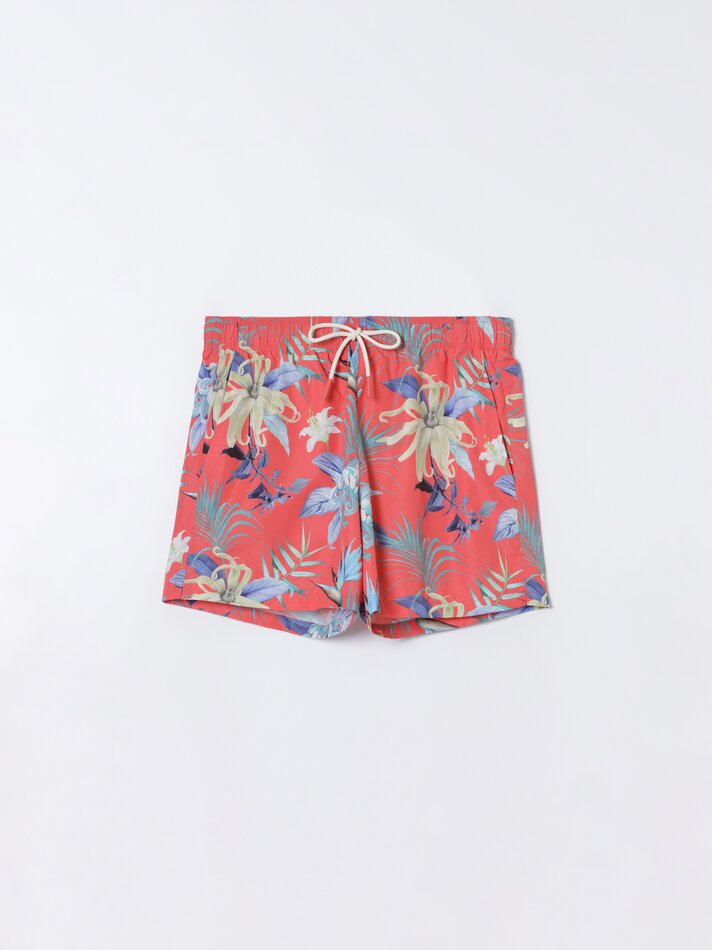 Maiô com estampa floral - Vermelho