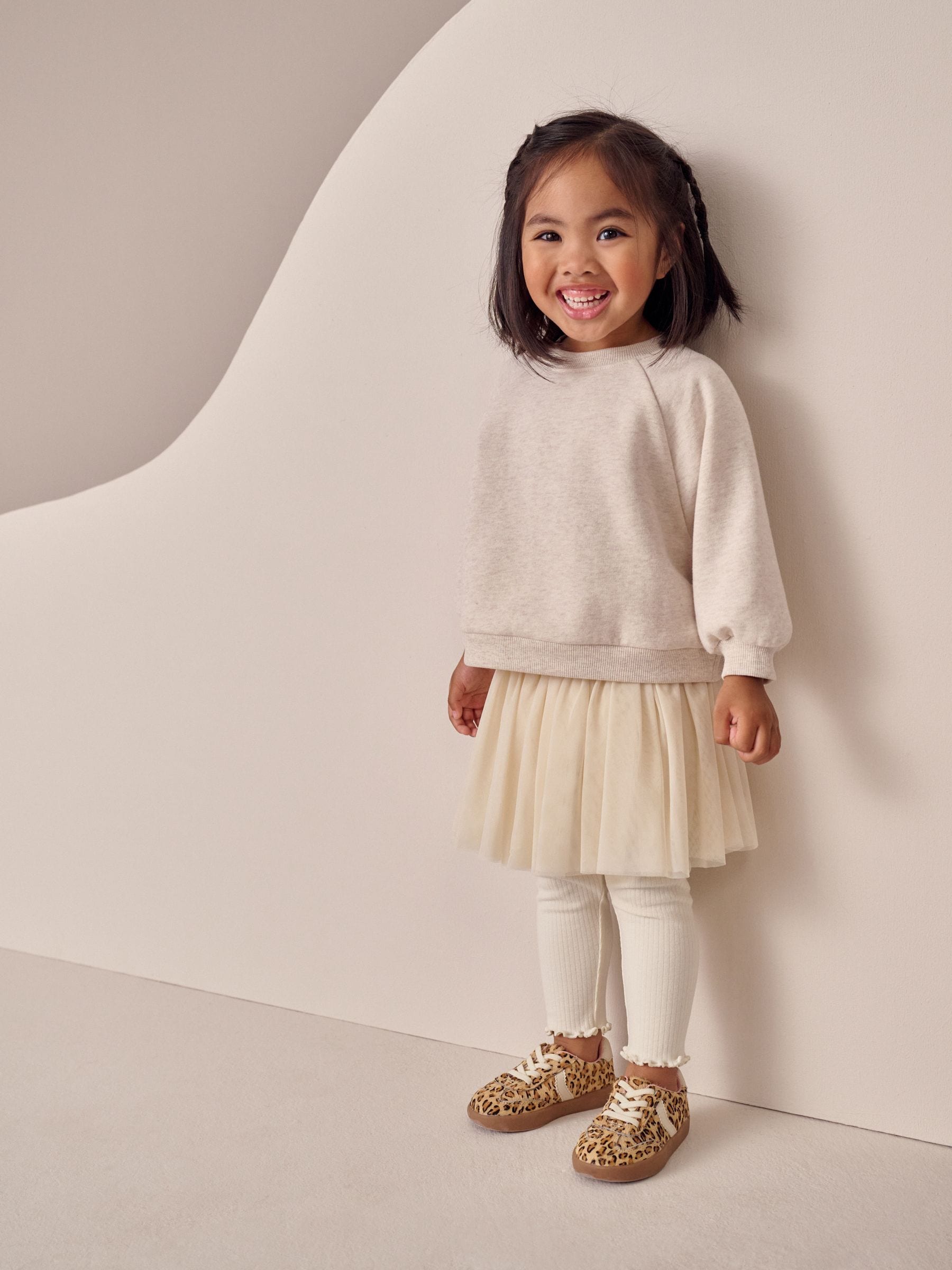 Neutraal - 2 -delige Set van Sweatshirt, Rok en Leggings (3mnd-7jr)
