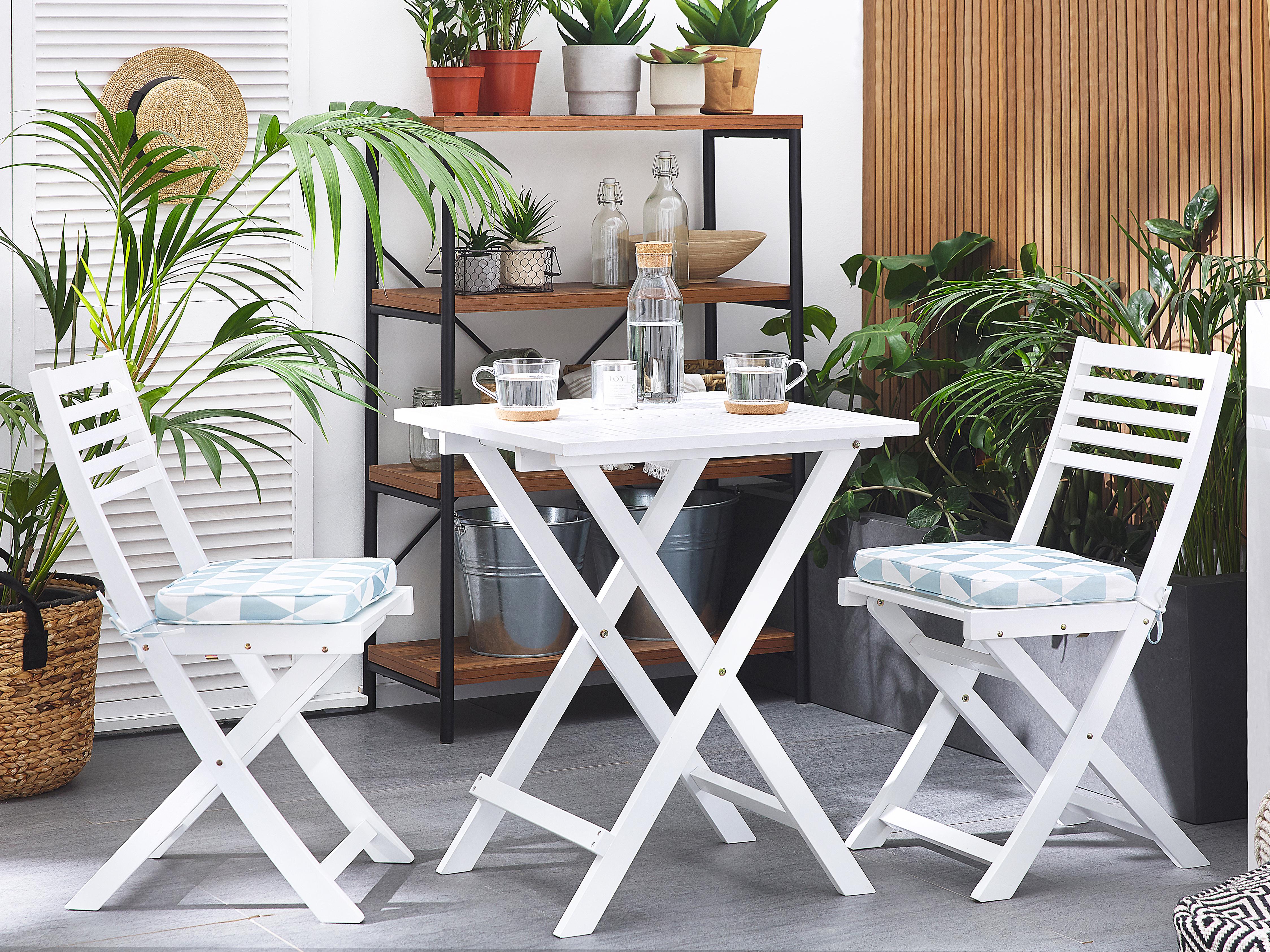 Bistroset met kussens inklapbaar FIJI Acaciahout Blauw
