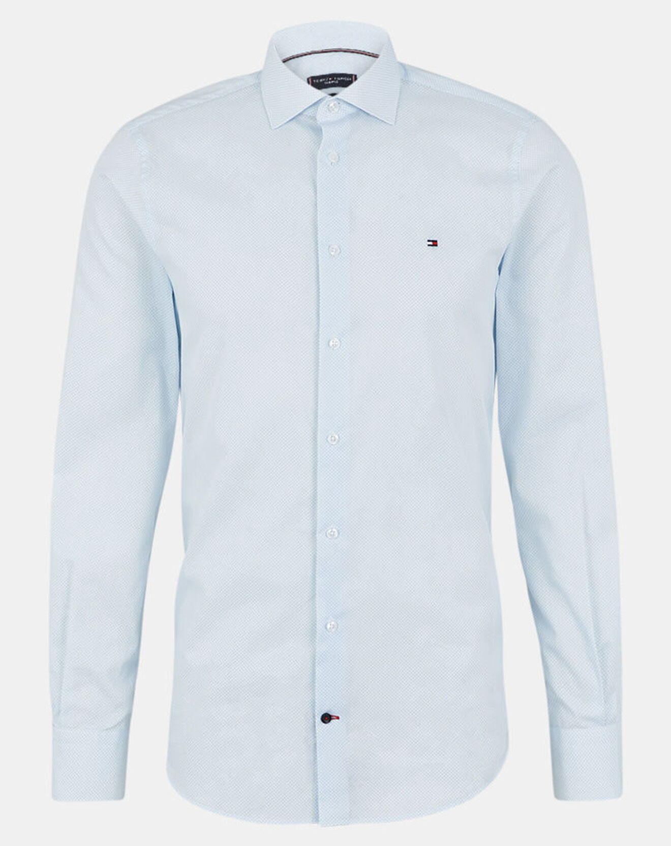 Tommy Hilfiger Chemise Slim 100% Coton Bio Popeline imprimée  bleu ciel
