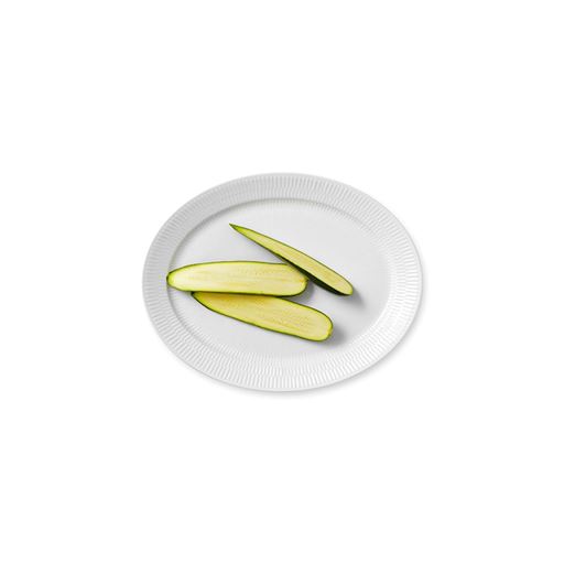 Royal Copenhagen Hvid Riflet Serveringsfad, 27,5x34 cm