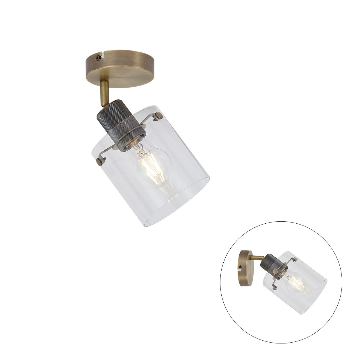 Design wandspot brons met helder glas - Domo