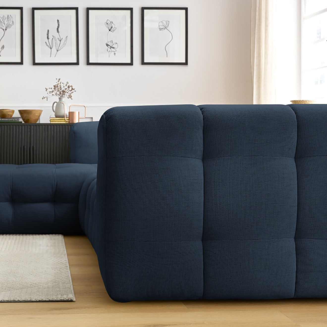 Bobochic Canapé d'angle gauche cloud bleu foncé - 288x184x75 cm