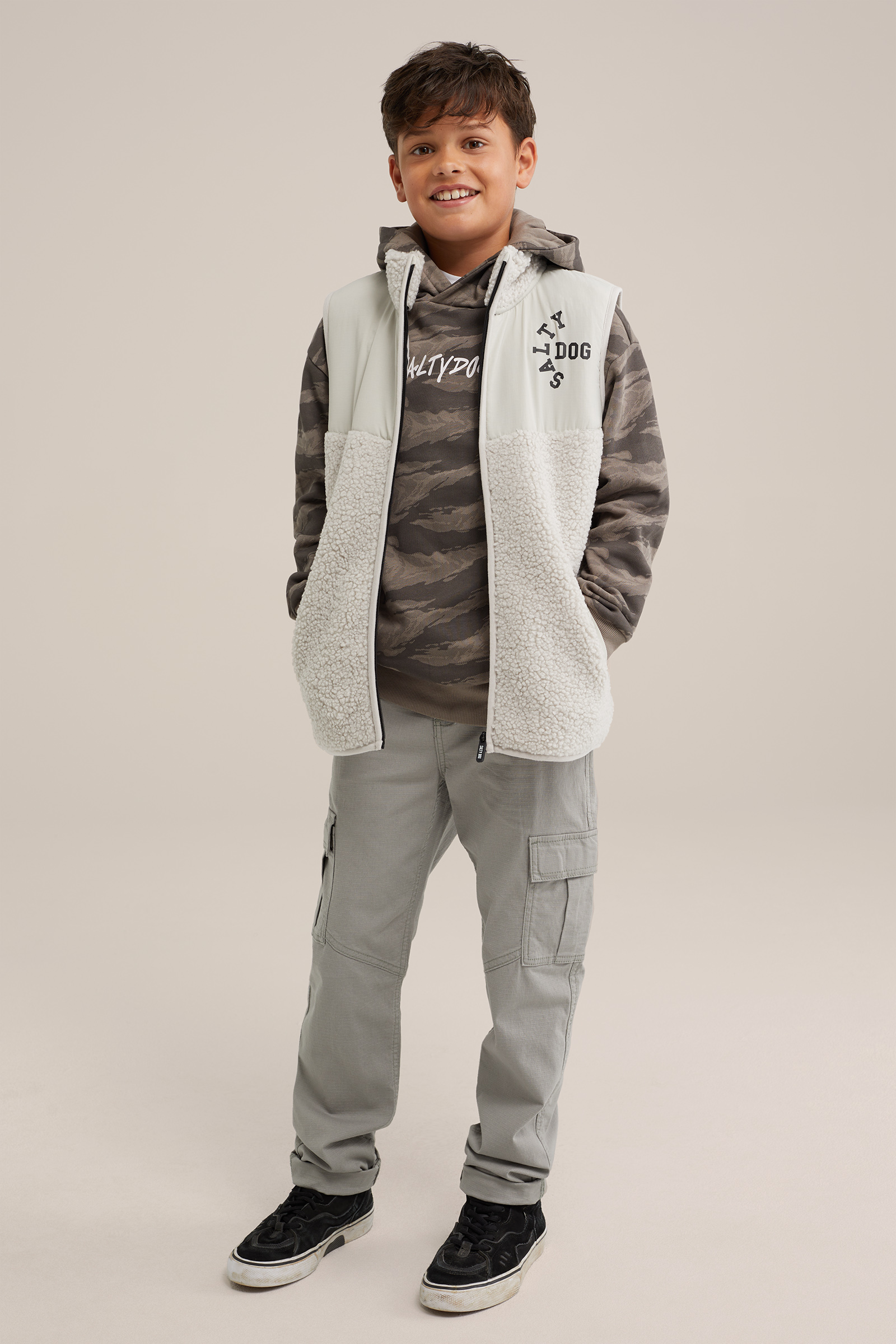 Jongens teddy bodywarmer Salty Dog Gebroken wit