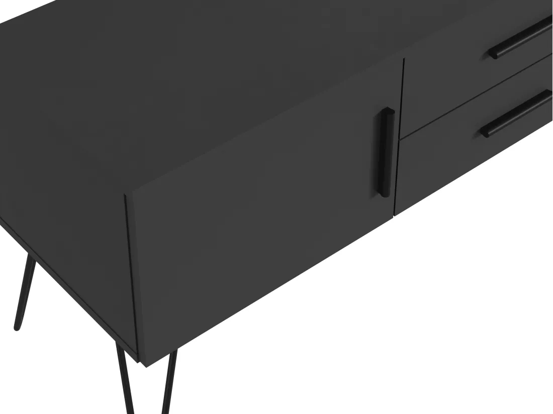 Meuble TV en mélamine coloris gris Anthracite - Longueur 140 x Profondeur 40 x Hauteur 56 cm