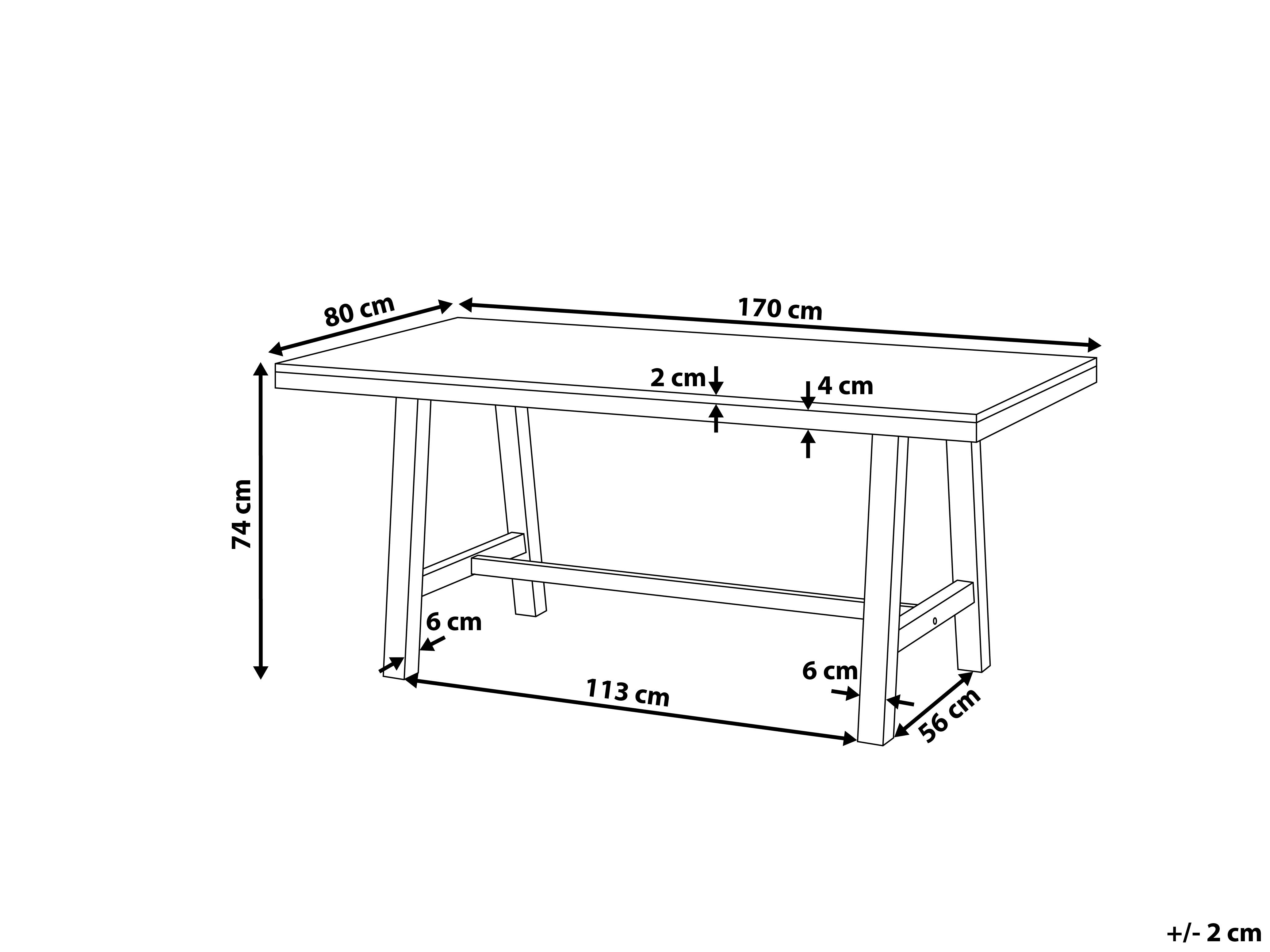 Tuin eettafel SCANIA 170 cm 80 cm Acaciahout Wit