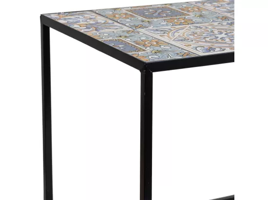 Ensemble de 2 supports en mosaïque et métal noirs