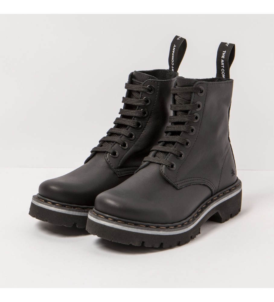 Botas de tornozelo Art em couro preto