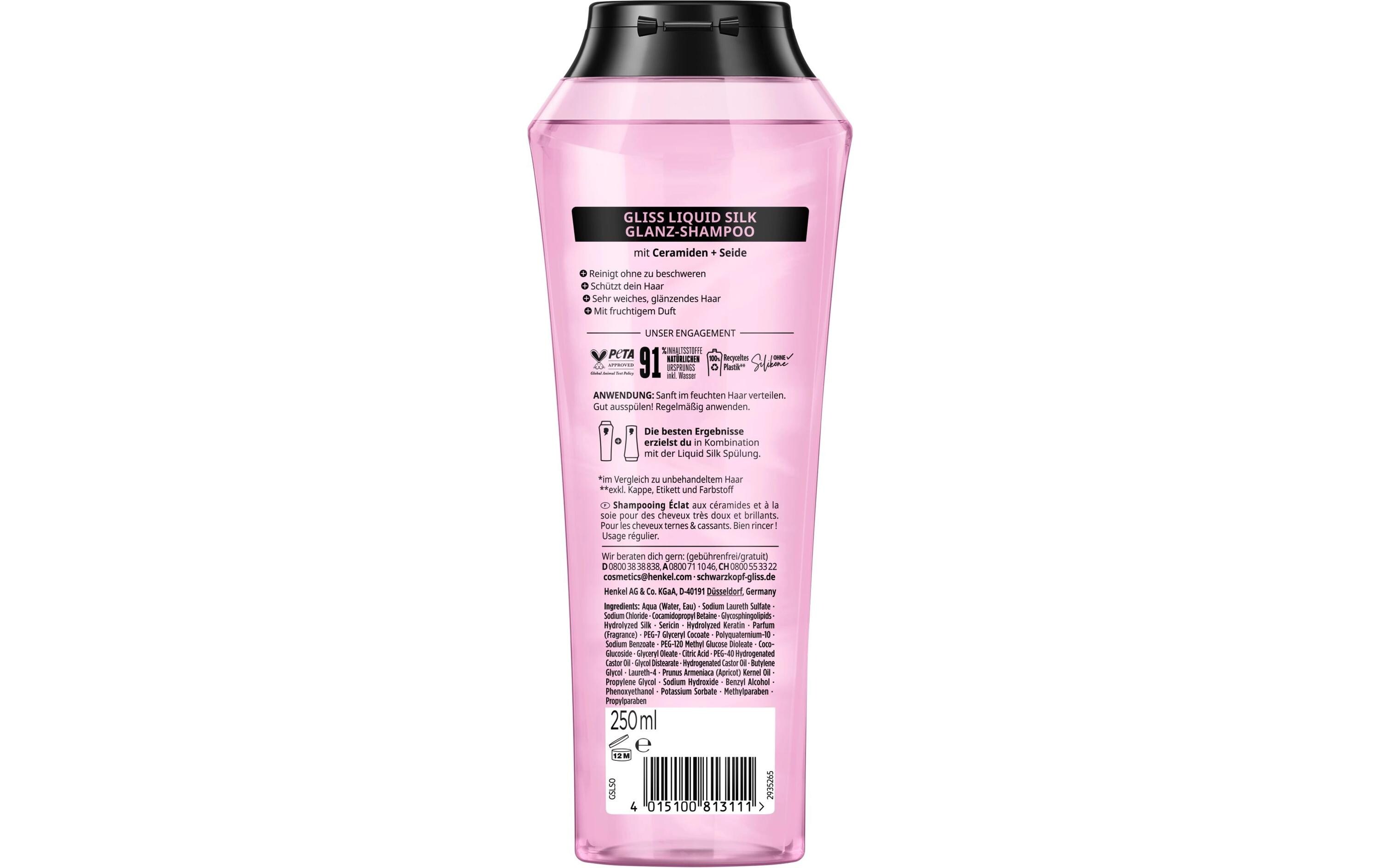 Shampoo Liquid Silk 250 mlHaarshampoo glättet die Haaroberfläche und verleiht Glanz und Geschmeidigkeit