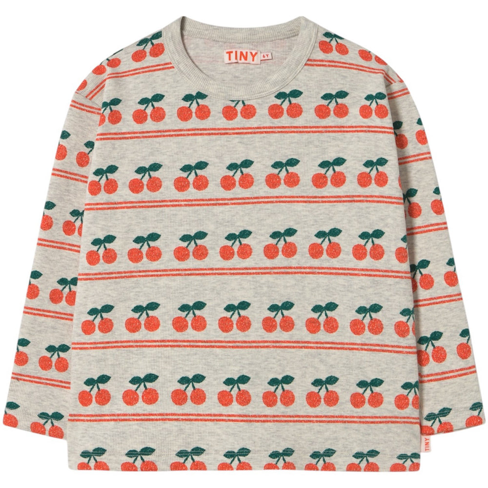 Køb TinyCottons Light Cream Heather Cherry Pattern Rib Bluse