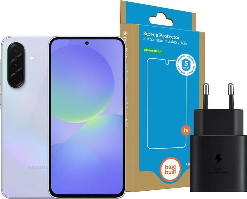 Samsung Galaxy A36 - 128GB - Paars - 5G - Smartphone met Basis Accessoirepakket