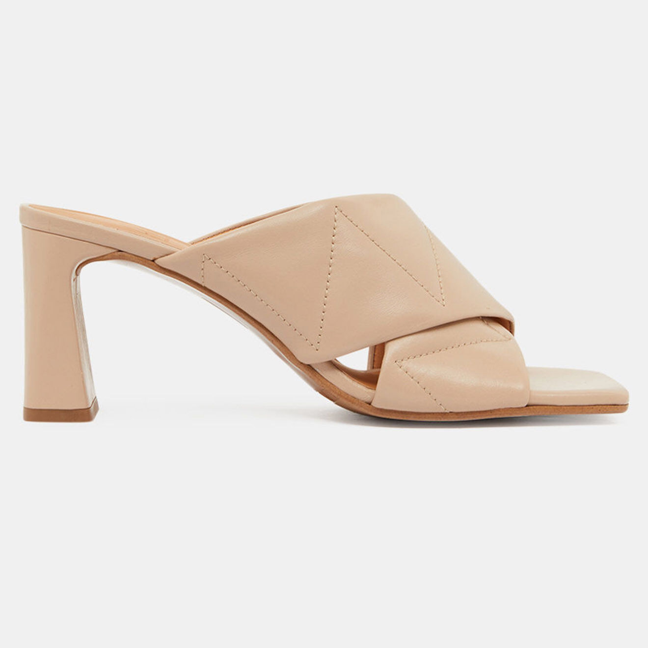 Billi Bi Mules en Cuir Matelassées beiges - Talon 7.5 cm
