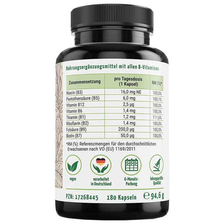 Virisolis Vitamin B-Komplex Forte 6-Mon.vegan Kapseln , 180 St