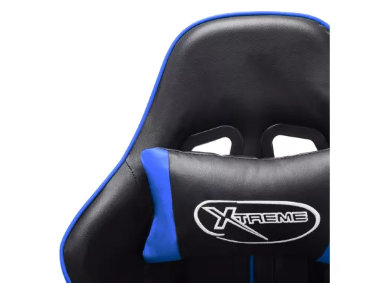 Chaise de jeu Noir et bleu Cuir artificiel