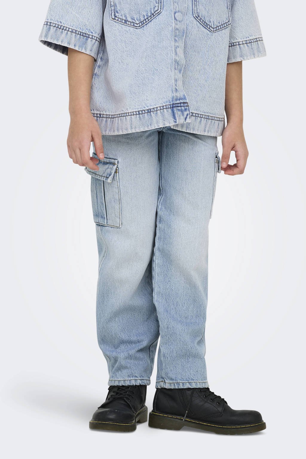 ONLY wide leg regular waist jeans light blue denim