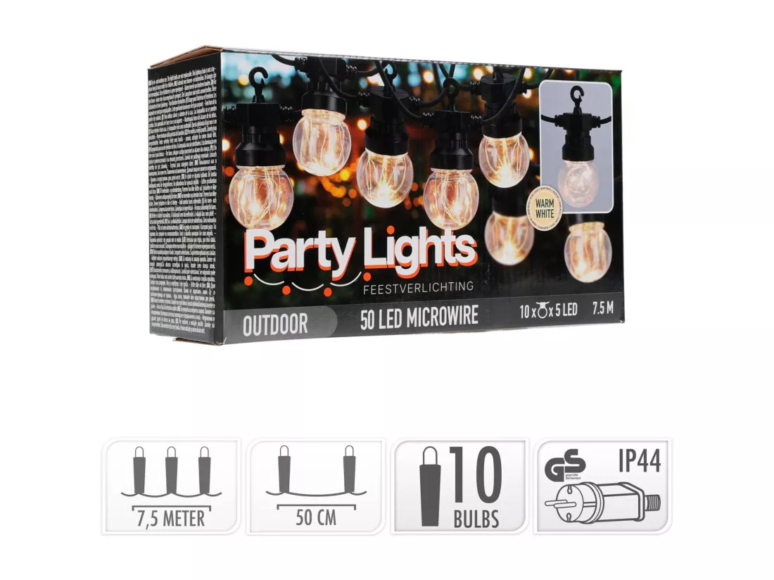 Guirlande Extérieure LED avec 10 Ampoules Bernia 7,5 m 2700K Blanc chaud