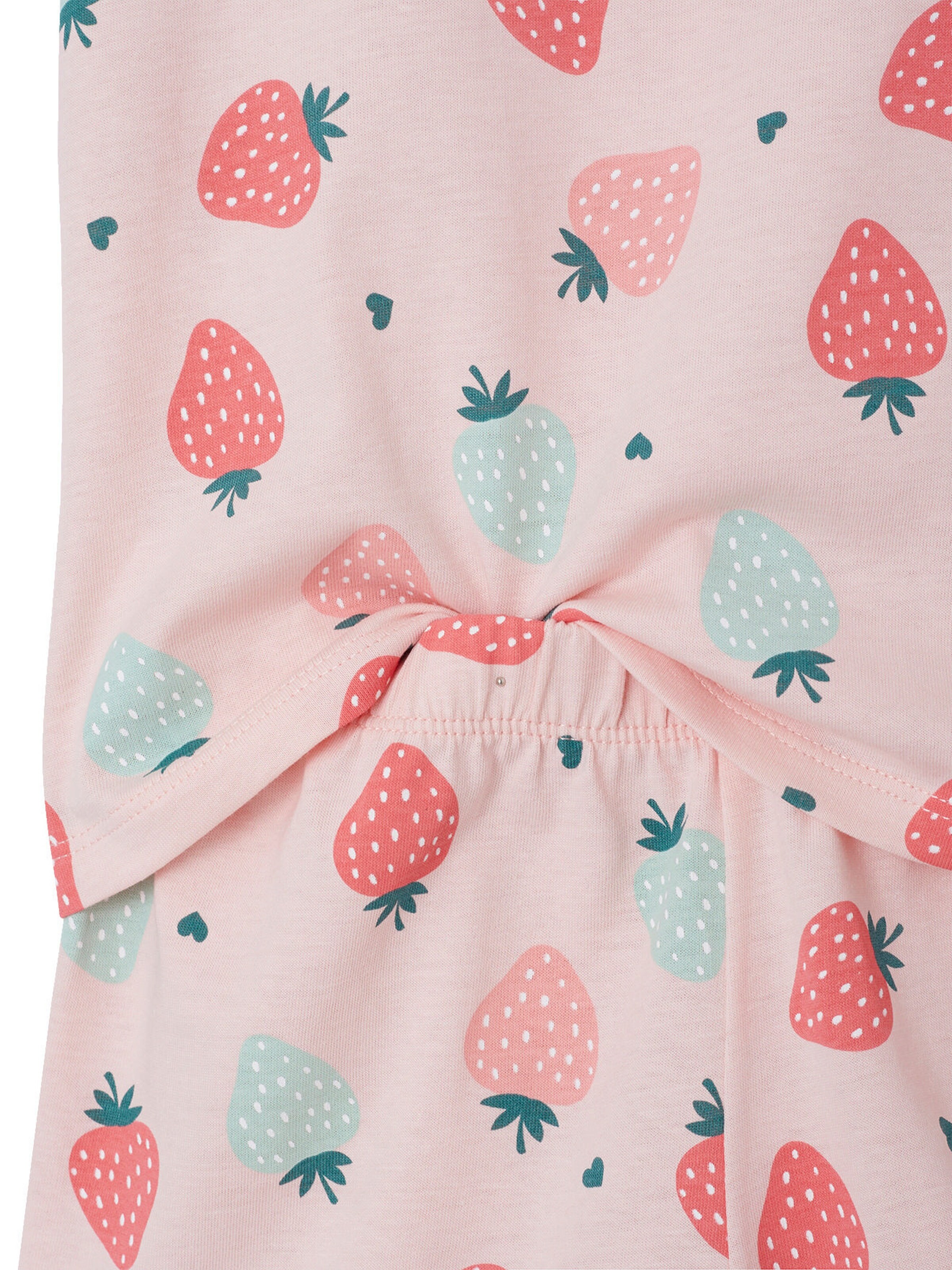 Vertbaudet 2er-Pack kurze Mädchen Schlafanzüge mit Erdbeeren rosa
