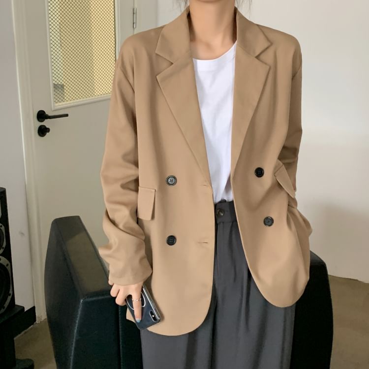 Yako - Oversized dubbelrijs blazer met lange mouwen
