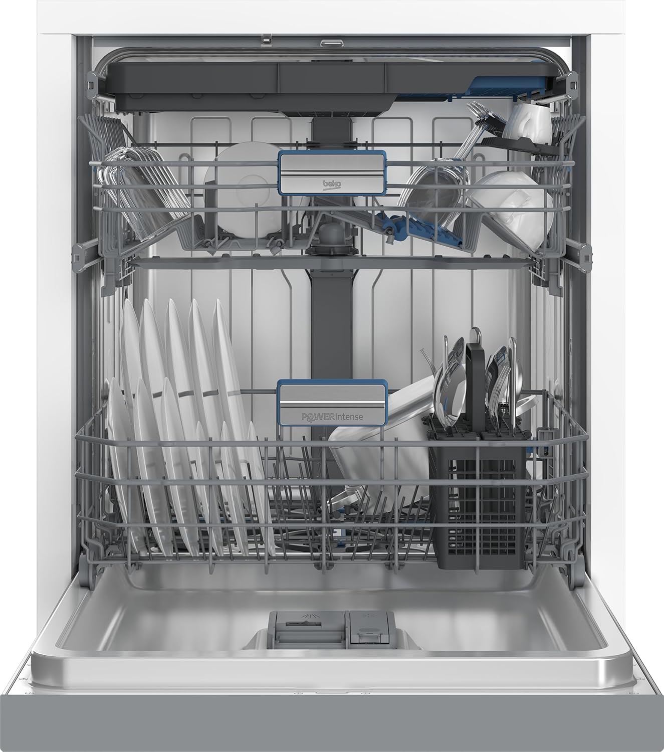 Beko BDDN36550XP Geschirrspüler 60 cm, unterbau, für 15 Maßgedecke, 6 Programme, 6 Zusatzfunktionen, 3 Spülebenen, SilentWash, SelfDry, PowerIntense, SensorAdapt, edelstahl