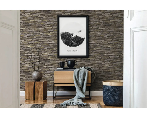 Vliesbehang 9142-17 Best of Wood'n Stone steen grijsbruin