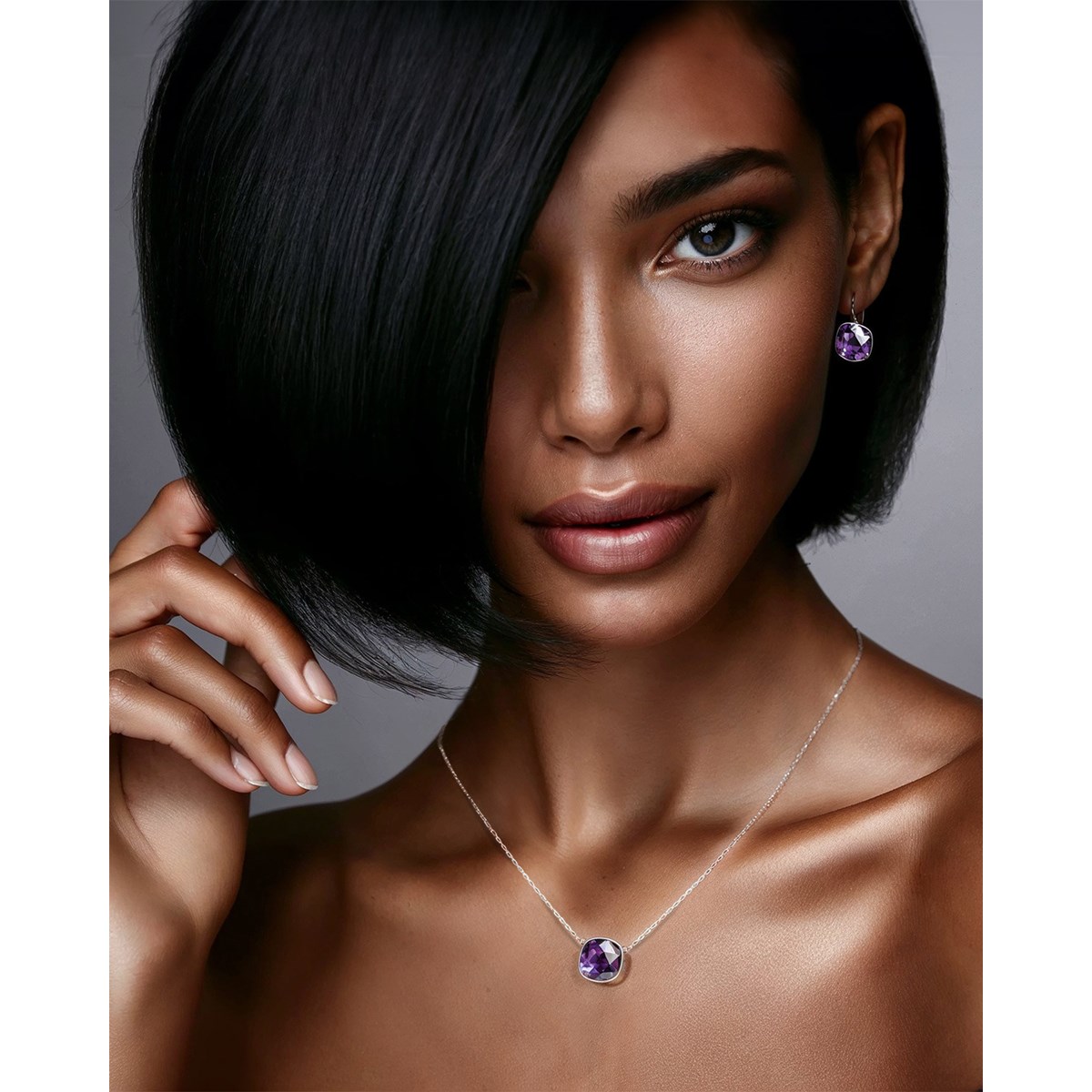 Collier Prestige en Améthyste Violet - Argent 925 Rhodié, 9 Carats | Aden Boutique