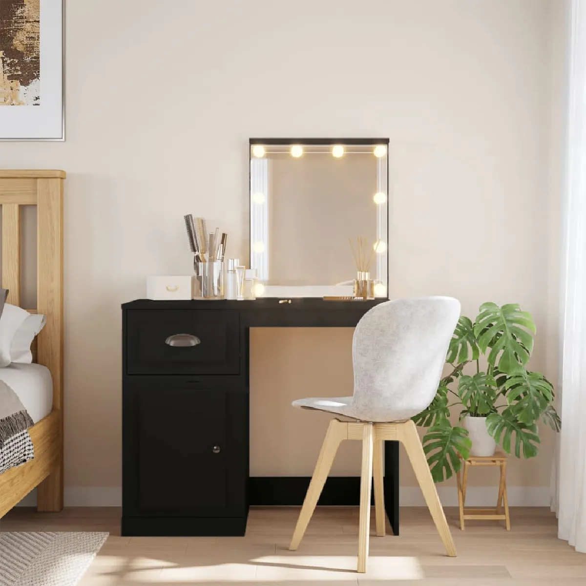 vidaXL Coiffeuse LED - Noir