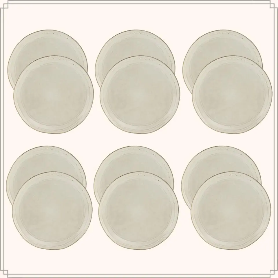 OTIX Dessert Ontbijt Bordenset 12 Persoons Beige 21cm Keramiek LILY