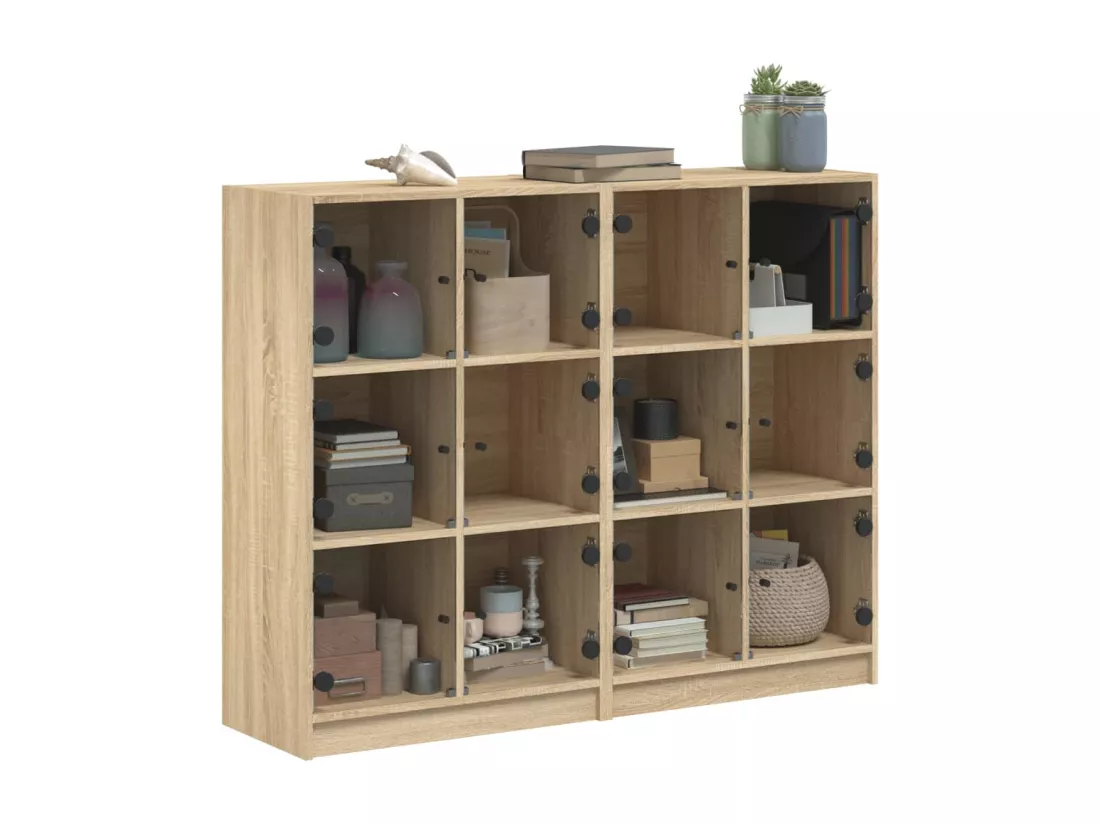 Bibliothèque avec portes chêne sonoma 136x37x109 cm