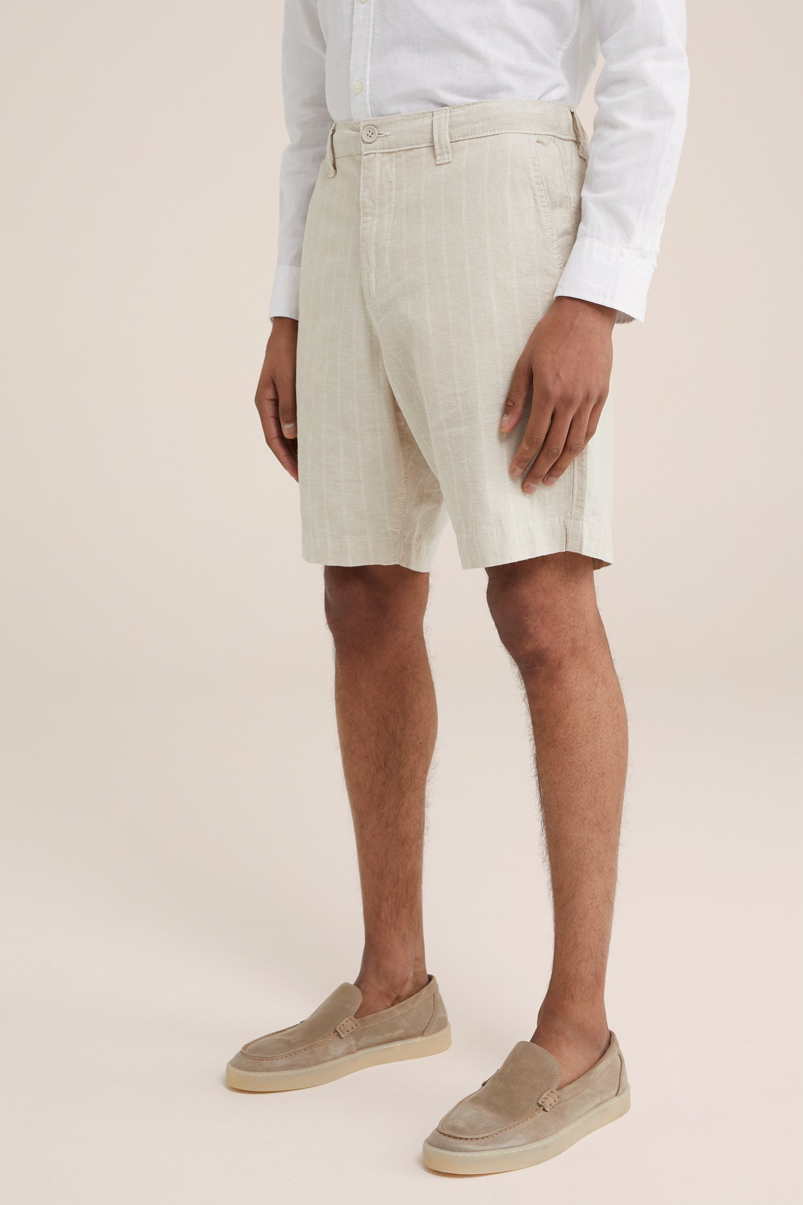 relaxed fit chinoshort van linnenmix WE Fashion Beige