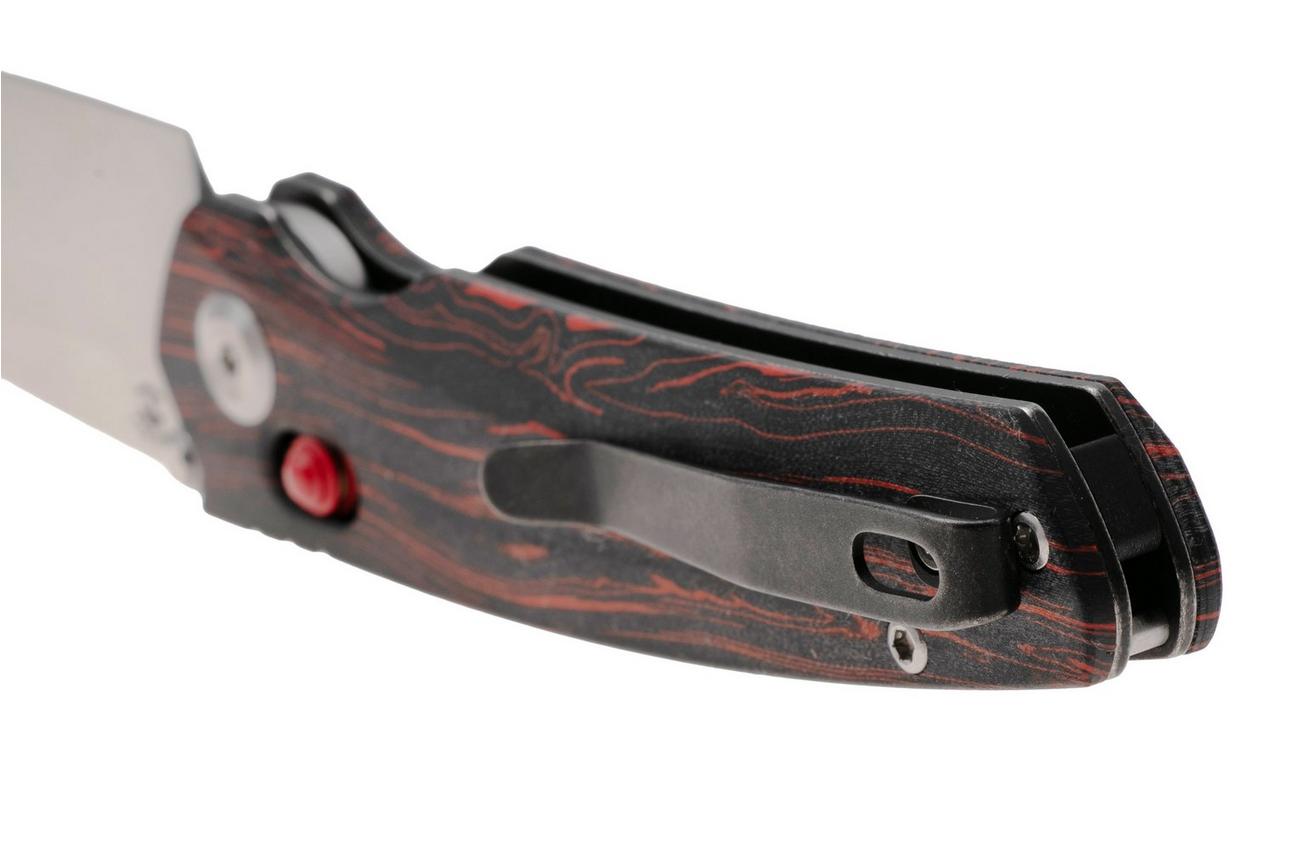 Tenable Knives Raven T2109V3 Stonewashed 14C28N, Red Black G-Mascus, zakmes, Black Bird Blades design
