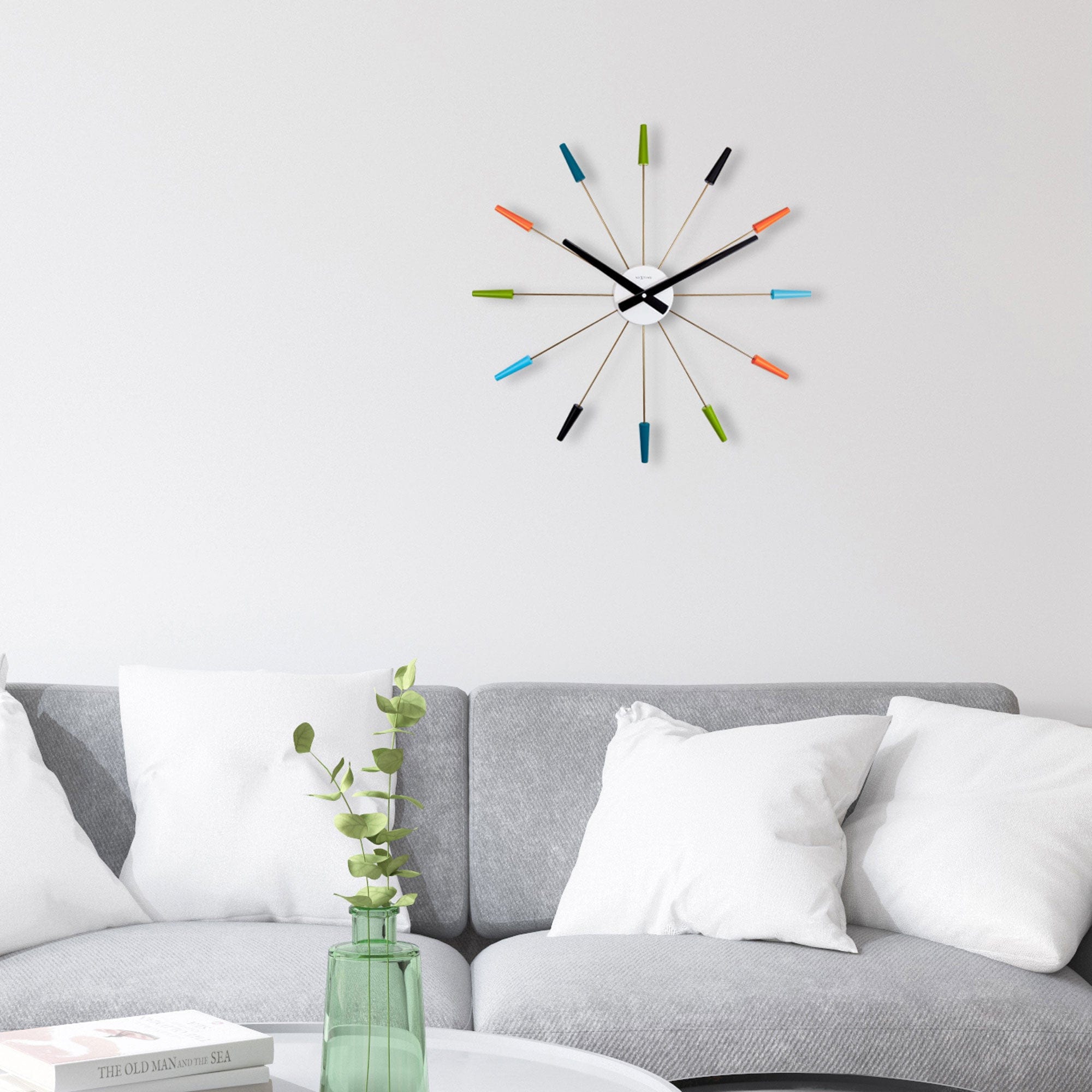 NeXtime - NeXtime - Stille Wandklok - Retro Design - 58 cm - Rvs -