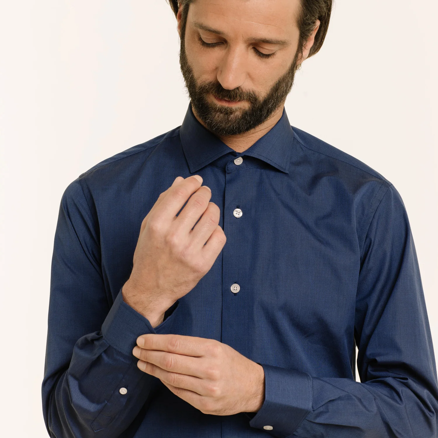 Midnight blue double-twisted thread-on-fil shirt