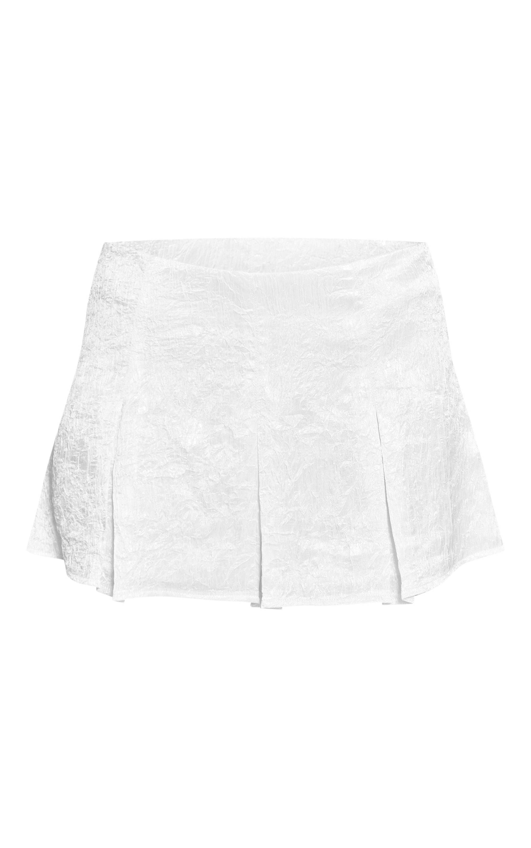 Crème Jupe-short Patineuse Plissée En Satin Texturé