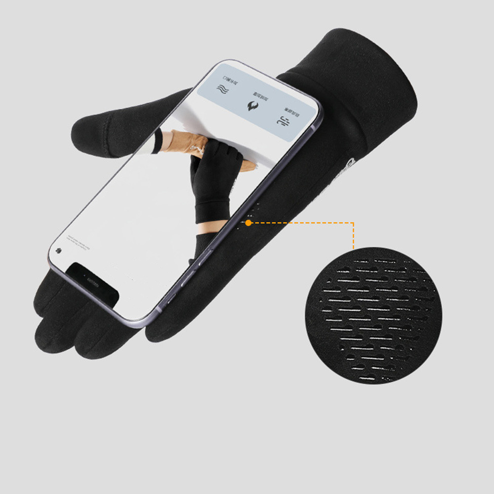 Golovejoy (1 Paar) Gr. S Unisex Samt Handschuhe Gefütterte Anti-Rutsch Outdoor Handschuhe - Schwarz