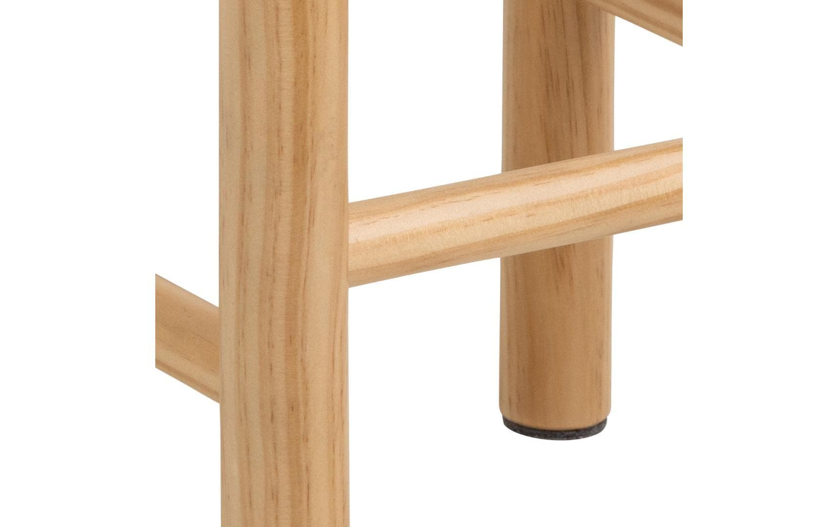 Hocker Alvin Holz, WeissHocker mit Off-White Papiergeflecht