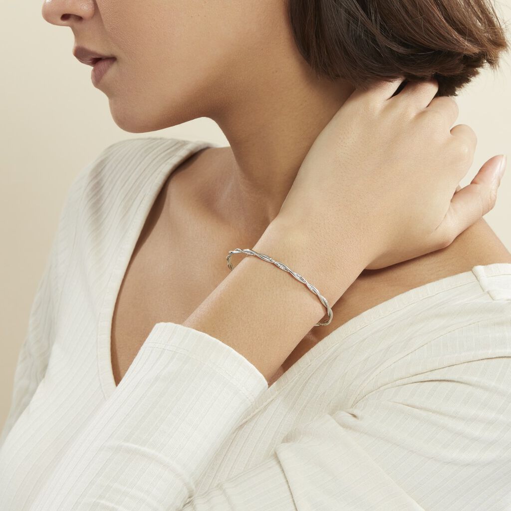 Bracelet Abie Torsade Argent Blanc