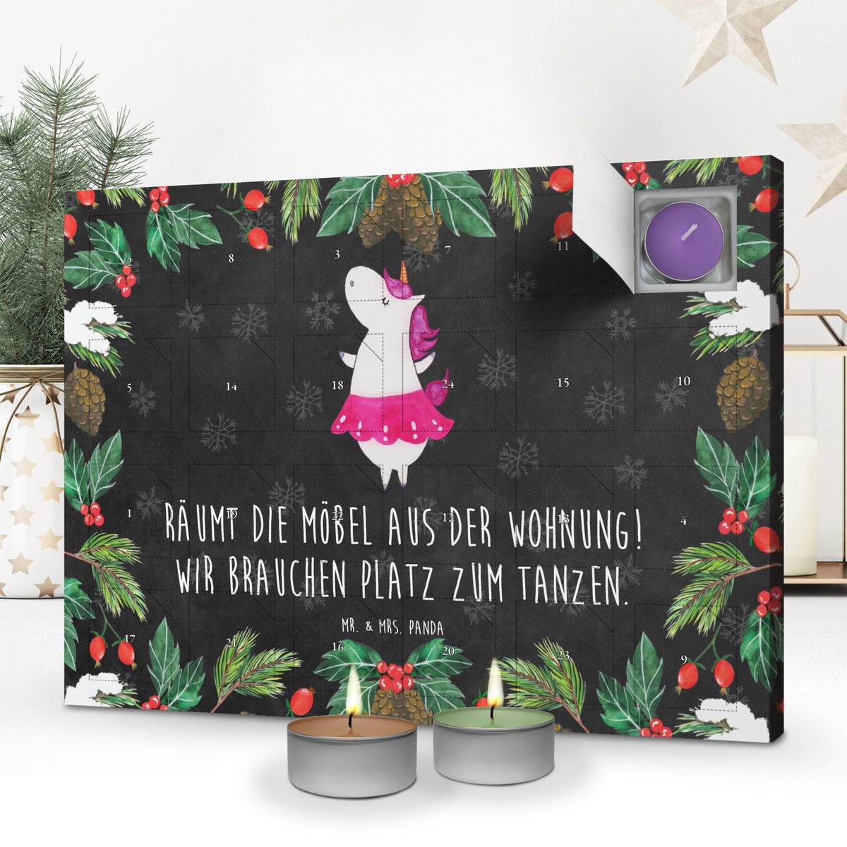 Mr. & Mrs. Panda Geurkaars Adventskalender Eenhoorn Ballerina - Zwart