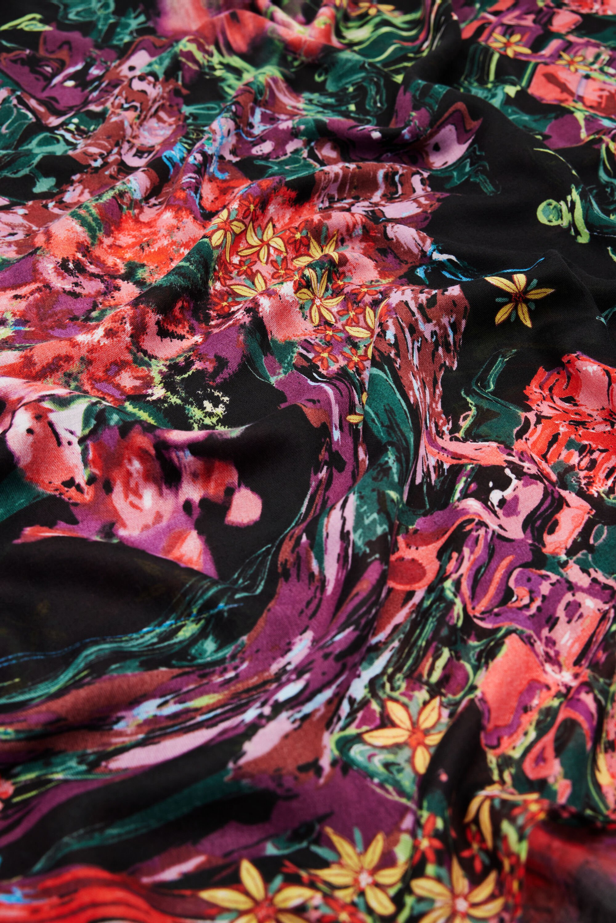 Foulard rectangulaire fleurs