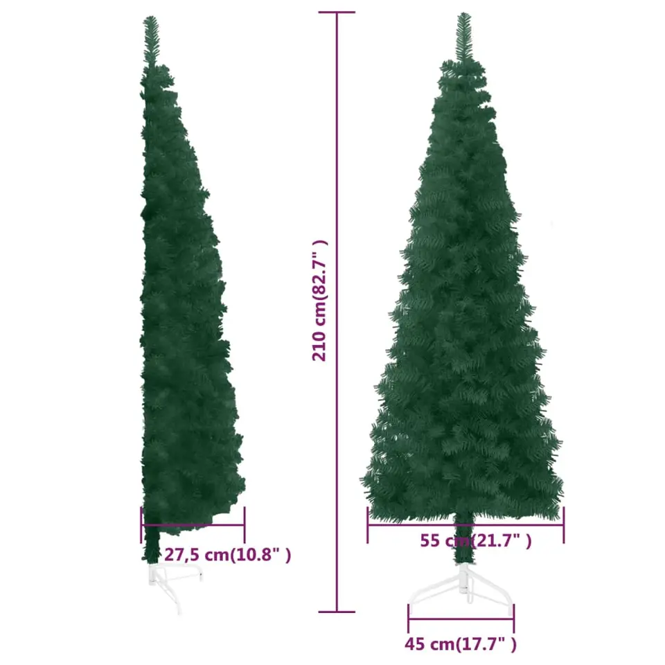 vidaXL - Halve Kunstkerstboom - Groen - 210 cm