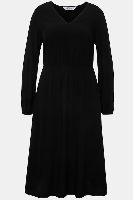 Midikleid, A-Line, V-Ausschnitt, Langarm