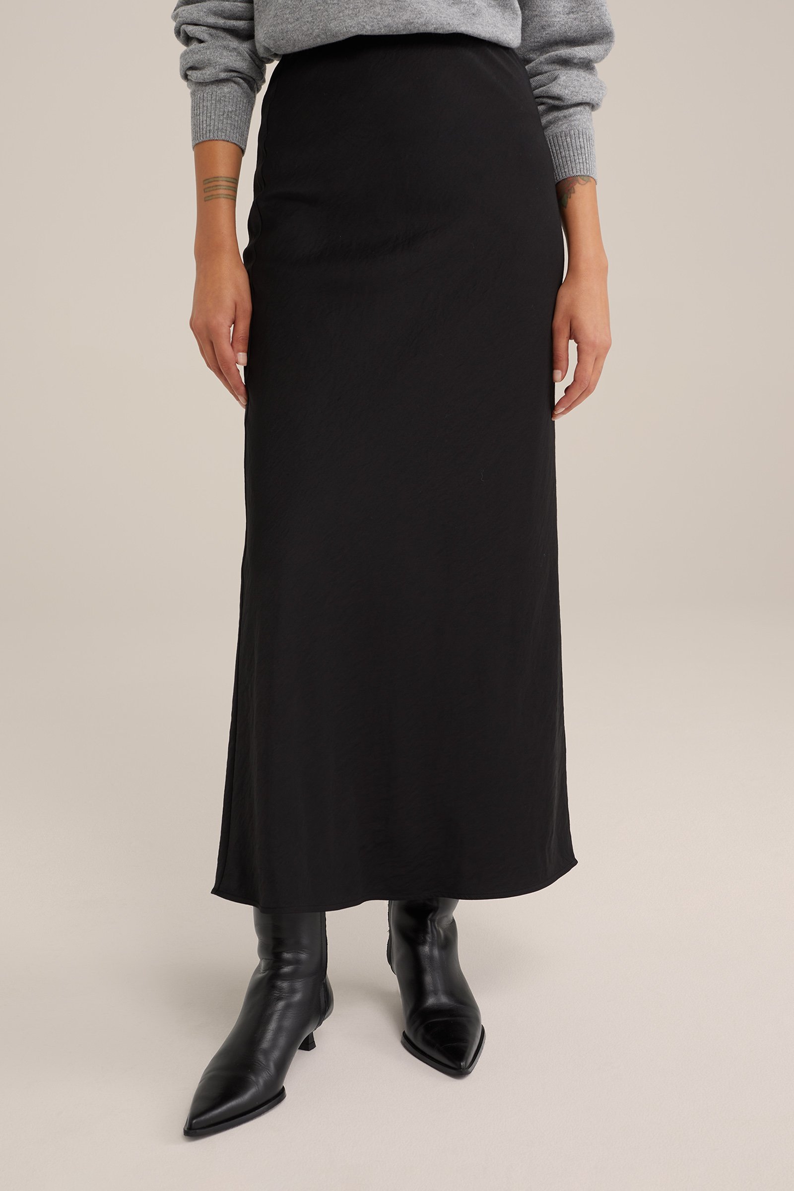 maxi-rok met satijnen look WE Studio Zwart