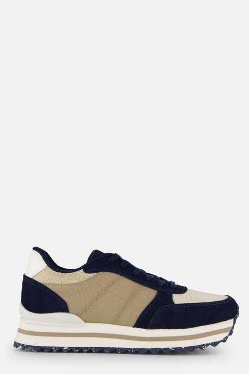 Woden Ronja Plateau Sneaker blauw Leer