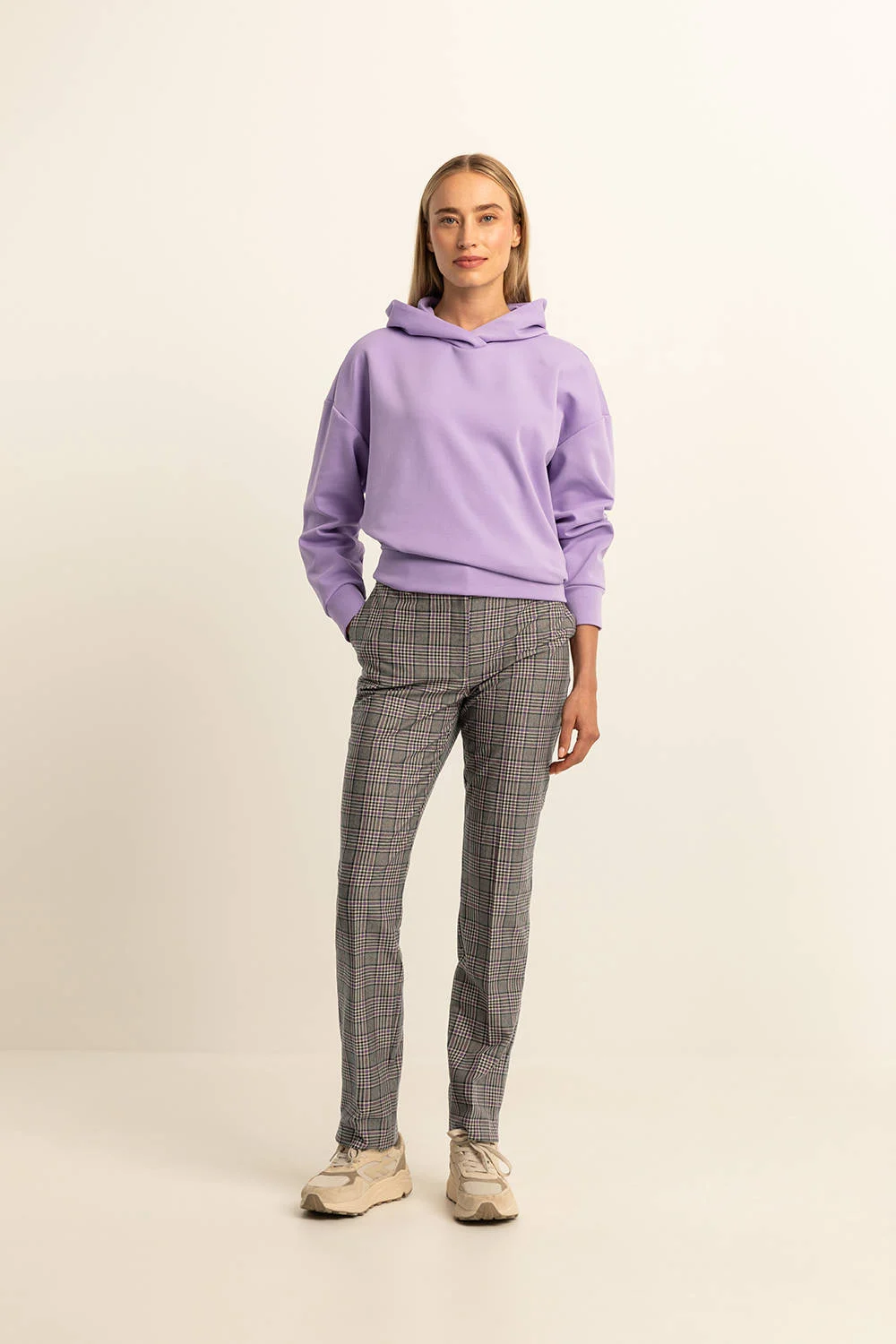 Expresso geruite straight fit broek bruin
