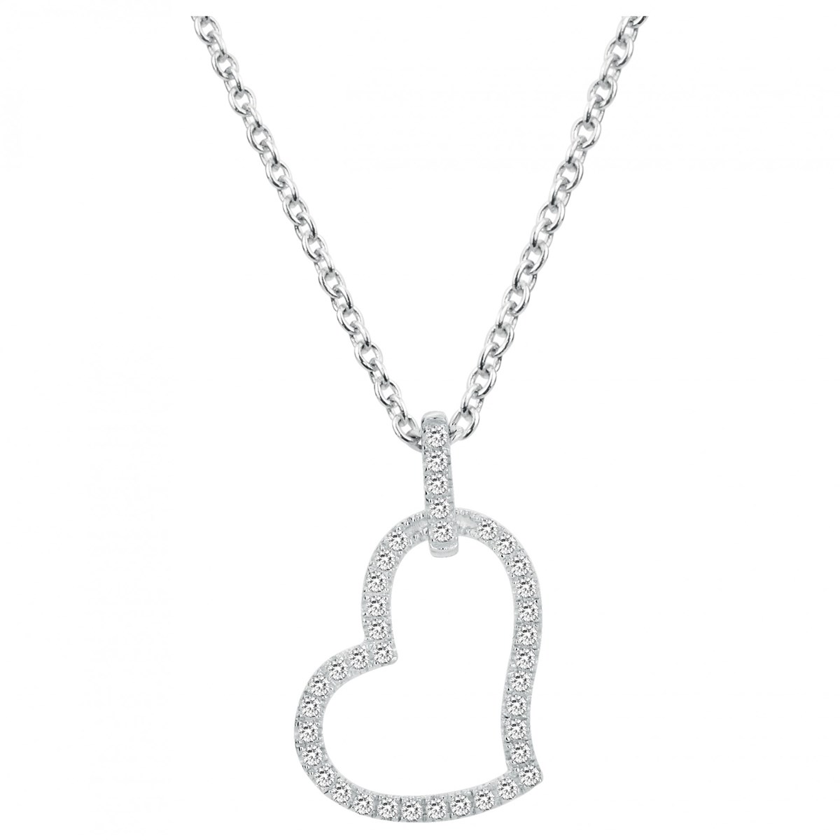 Collier mono-motif en Argent avec oxyde de zirconium blanc